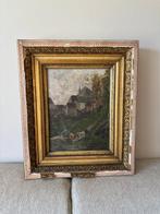 Belgische school (XIX) - Dorpsgezicht met koeien, Antiek en Kunst, Kunst | Schilderijen | Klassiek