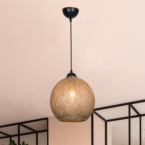 [lux.pro] Hanglamp Lisburn E27 zwart en jute, Huis en Inrichting, Lampen | Hanglampen, Nieuw, Verzenden