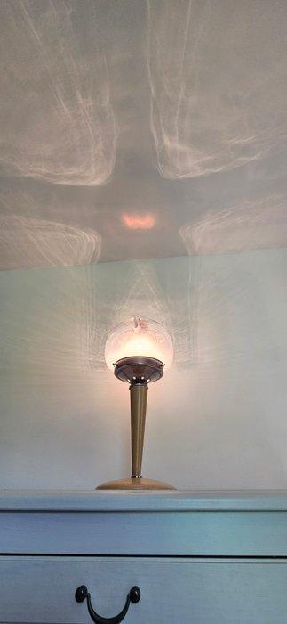 Lamp - Muranoglas - Houten en chromen bronsvoet en een grote, Antiek en Kunst, Kunst | Designobjecten