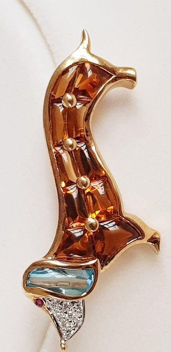 Broche Of wit Of geel - 4.90ct. tw. Citrien - Diamant -, Sieraden, Tassen en Uiterlijk, Antieke sieraden