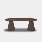 Tafel Plat Ovaal Eikenhout - Set Kegelpoot - Zand, Nieuw