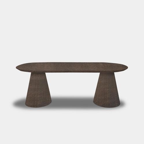 Tafel Plat Ovaal Eikenhout - Set Kegelpoot - Zand, Huis en Inrichting, Tafels | Eettafels