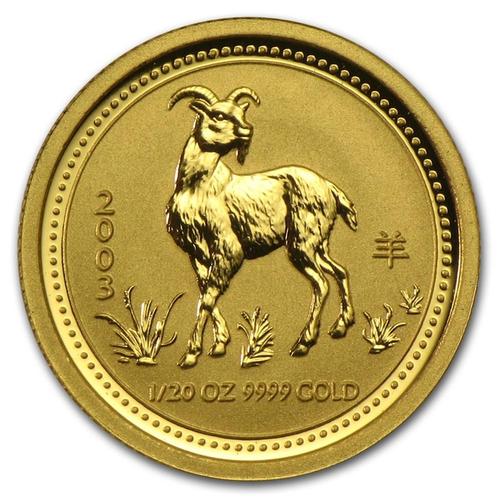 Gouden Lunar I - 1/20 oz 2003 Year of the Goat, Postzegels en Munten, Munten | Oceanië, Losse munt, Goud, Verzenden