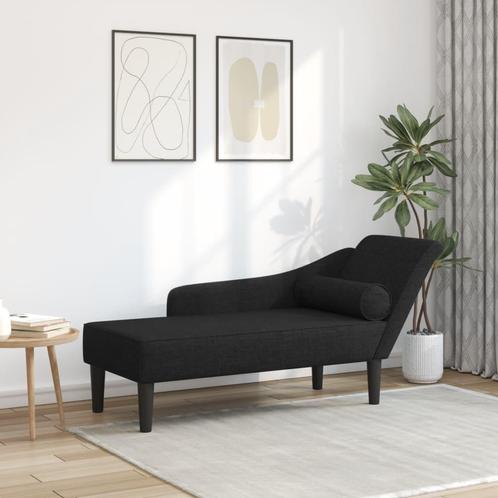 vidaXL Chaise longue met kussens stof zwart, Huis en Inrichting, Banken | Sofa's en Chaises Longues, Nieuw, Verzenden