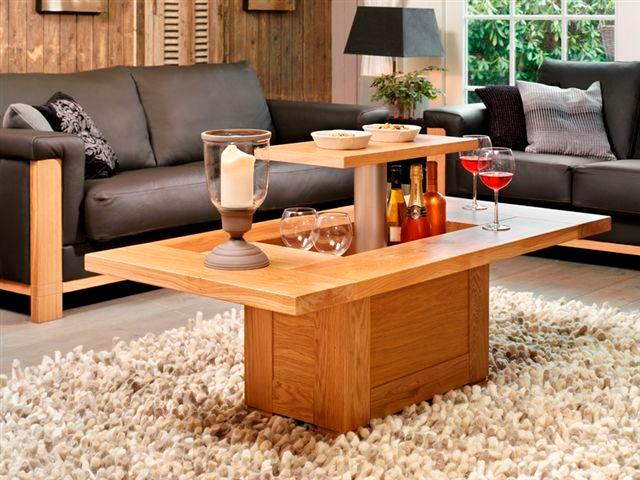 Bar salontafel eiken met een bar lift., Huis en Inrichting, Tafels | Salontafels, Nieuw, Ophalen of Verzenden