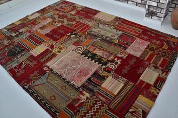 Oversized Turks Kilim Patchwork Tapijt - Vloerkleed - 304 cm beschikbaar voor biedingen