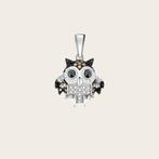 Zilveren Uil hanger met zirkonias, Verzenden, Nieuw