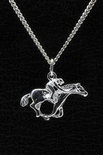 Zilveren Paard ketting hanger - met jockey 2, Nieuw, Verzenden