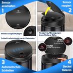 KESSER® Sensor Prullenbak - Afvalbak - Vuilnisbak - 56L - Zw, Verzenden, Nieuw