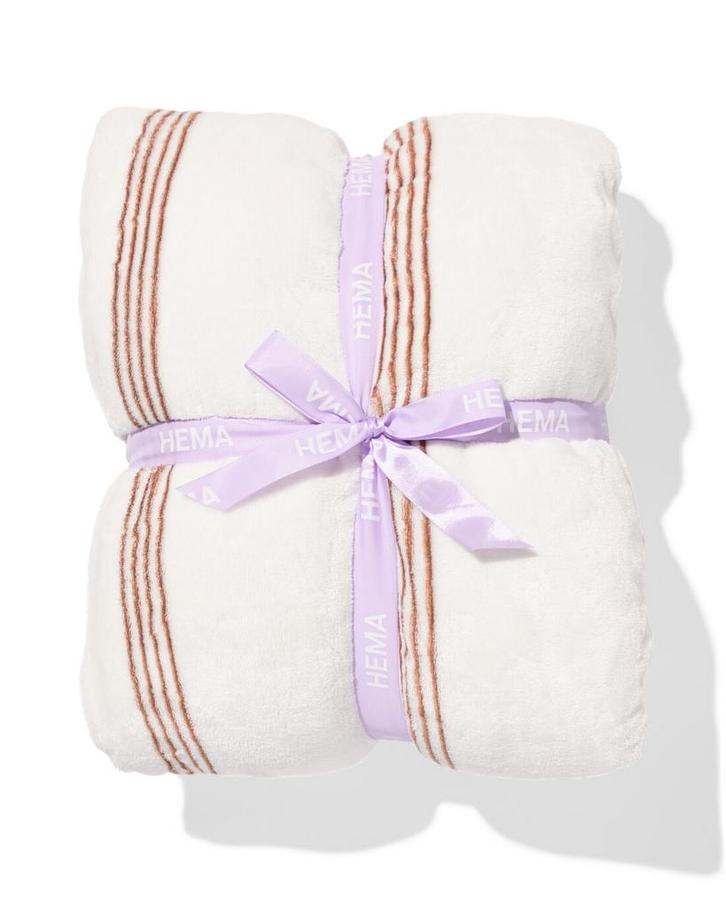 HEMA Plaid 130x150cm sherpa strepen bruin, Huis en Inrichting, Woonaccessoires | Plaids en Woondekens, Nieuw, Verzenden