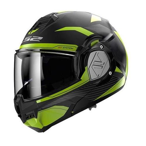 LS2 FF906 Advant Revo Mat Zwart H-V Geel 06 Systeemhelm, Motoren, Kleding | Motorhelmen, Systeemhelm, Heren, XXL, Nieuw met kaartje