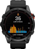 Garmin fenix 7S Solar, Slate Gray met zwarte slimme horloges, Verzenden, Nieuw