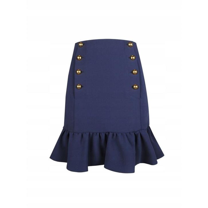 Pinko • donkerblauwe rok met gouden knopen • XS (IT40), Kleding | Dames, Rokken, Blauw, Nieuw, Maat 34 (XS) of kleiner, Verzenden