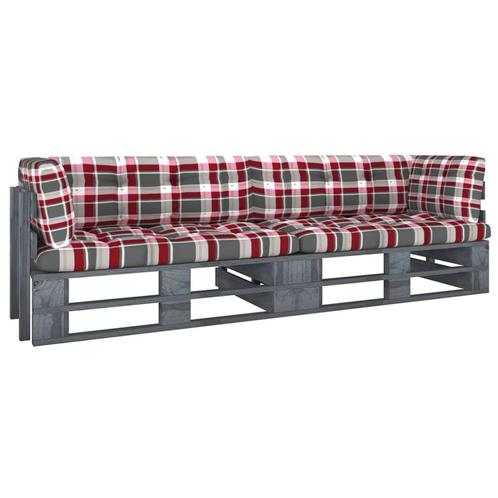 vidaXL Tweezitsbank pallet met kussens grijs geïmpregneerd, Tuin en Terras, Tuinsets en Loungesets, Nieuw, Verzenden