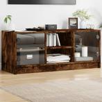 vidaXL Tv-meubel met glazen deuren 102x37x42 cm gerookt, Huis en Inrichting, Kasten | Televisiemeubels, 100 tot 150 cm, Verzenden