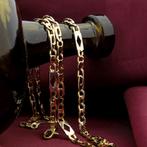 Bicolor gouden marine schakel ketting met wiebertjes | 55 cm, Sieraden, Tassen en Uiterlijk, Kettingen, Ophalen of Verzenden, Gebruikt