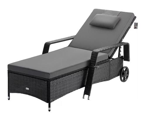 Ligbed Zwart/Antraciet Kunststof 193x90x43cm (Stoelen), Tuin en Terras, Tuinstoelen, Nieuw, Verzenden