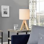 Tafellamp Koblenz tripod lamp 37,5xØ18 cm beige en hout E14, Verzenden, Nieuw