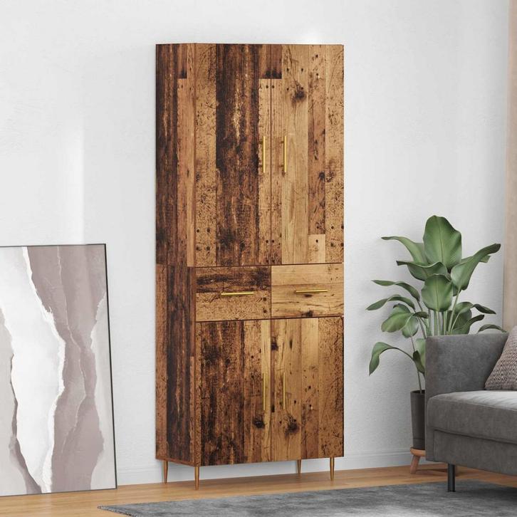 vidaXL Highboard met lade Oud Hout 69,5 x 34 x 180 cm, Huis en Inrichting, Kasten | Buffetkasten, Nieuw, Minder dan 50 cm, Overige houtsoorten