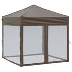 Partytent inklapbaar met zijwanden 2x2 m taupe (Partytenten), Verzenden, Nieuw, 2 meter of meer, Partytent