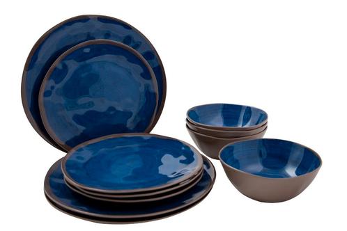 Bo-Camp Halo melamine serviesset - 12-delig - Blauw, Huis en Inrichting, Keuken | Bestek, Nieuw, Verzenden