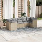 vidaXL 7-delige Loungeset met kussens poly rattan beige, Nieuw, Loungeset, 7 zitplaatsen, Verzenden