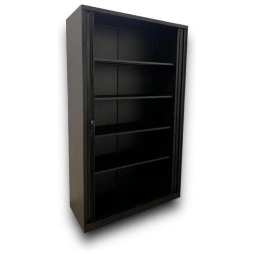Roldeurkast (staal) mat zwart inclusief slot (197x120x45), Huis en Inrichting, Kasten | Roldeurkasten en Archiefkasten, Met slot