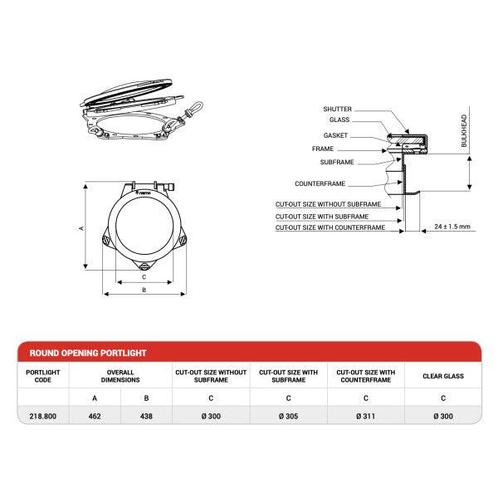 Bieden: Nemo 218.800 300 mm opening porthole, Watersport en Boten, Bootonderdelen, Kombuis en Sanitair, Nieuw, Zeilboot of Motorboot
