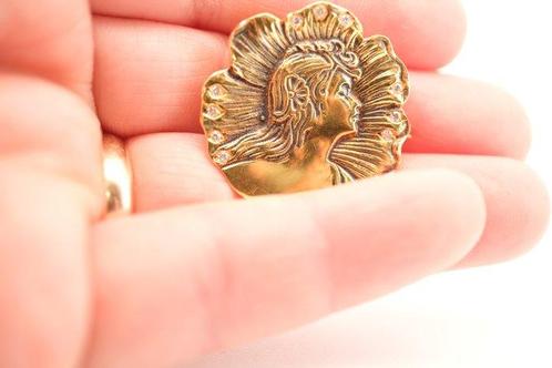 Broche - 19.2 kt. Geel goud - Art Nouveau, Sieraden, Tassen en Uiterlijk, Antieke sieraden