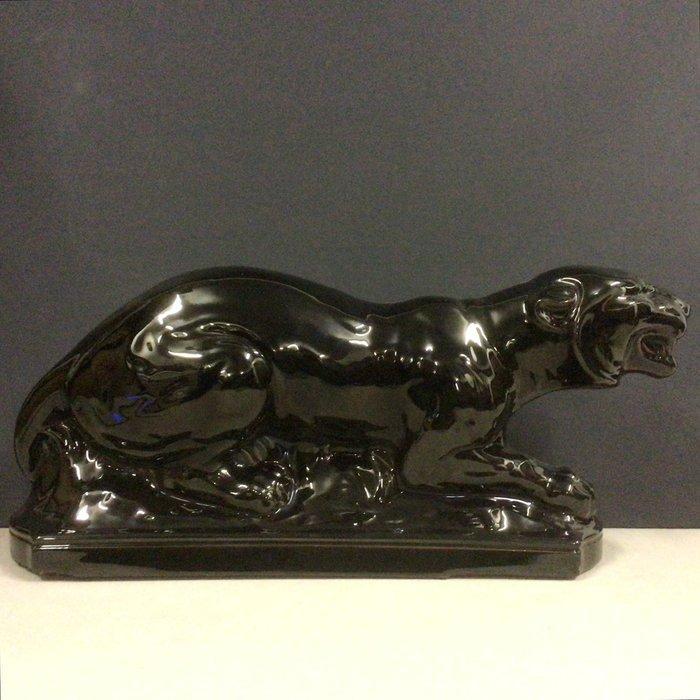 sculptuur, Black Panther - 20 cm - geglazuurde terracotta, Antiek en Kunst, Kunst | Designobjecten
