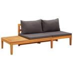 vidaXL Tuinbank met tafel en donkergrijze kussens massief, Verzenden, Nieuw, Hardhout