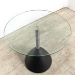 Cascando Cobalt ontvangsttafel, glas-metaal, Ø50cm, Overige plaatsen, Ophalen of Verzenden, Gebruikt, Tafel