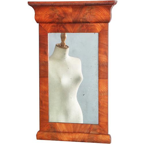 Kleine Biedermeier spiegel lijst in mahonie met bloemmahonie, Antiek en Kunst, Antiek | Spiegels, Ophalen of Verzenden