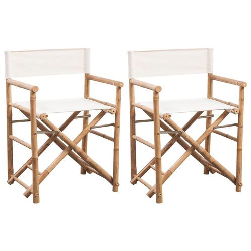 vidaXL Regisseursstoelen 2 st inklapbaar bamboe en canvas, Tuin en Terras, Tuinstoelen, Nieuw, Hout, Verzenden