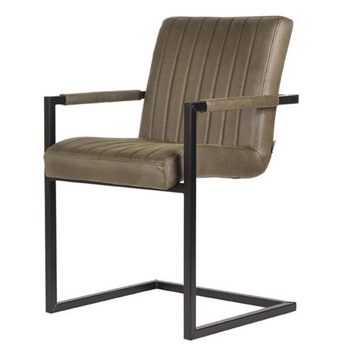 LABEL51 Eetkamerstoel Milo - Army green - Microfiber, Huis en Inrichting, Stoelen, Ophalen of Verzenden