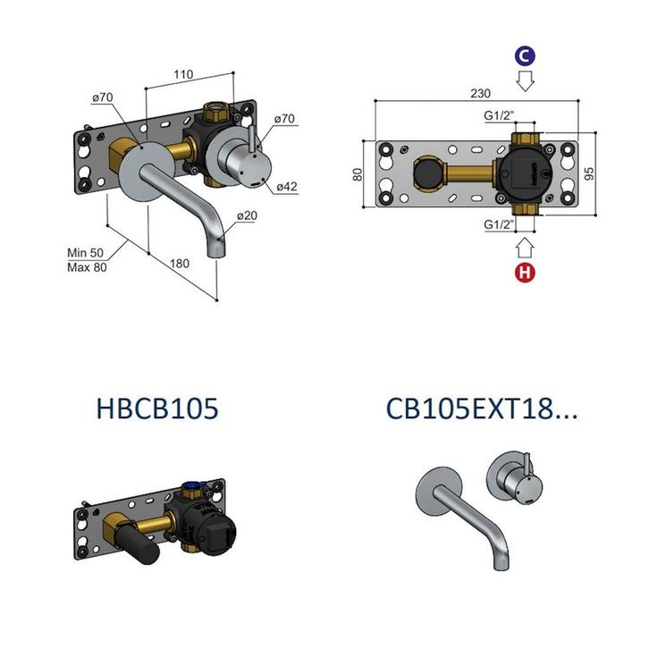 Inbouw Wastafelkraan Hotbath Cobber 18cm Gebogen Uitloop, Doe-het-zelf en Verbouw, Sanitair, Ophalen of Verzenden