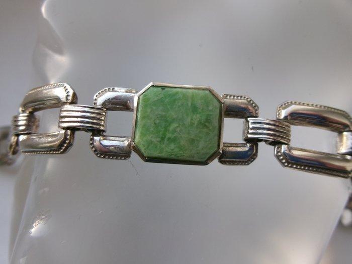 Zilver, Jade/Nephrite (getest) - Armband - Art Deco, Antiek en Kunst, Kunst | Designobjecten