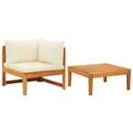 vidaXL 2-delige Loungeset met crèmewitte kussens acaciahout, Tuin en Terras, Verzenden, Nieuw, Hardhout, Loungeset