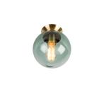 Art deco plafondlamp messing met groen glas - Pallon, Huis en Inrichting, Lampen | Plafondlampen, Nieuw, Glas, Art Deco