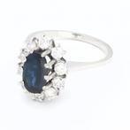 Ring - 18 karaat Witgoud Saffier - Diamant, Nieuw