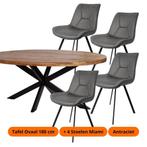 Super deal: OVALE of RONDE eettafel + 4 stoelen vanaf €400, Ophalen, Nieuw, 4 tot 6 stoelen
