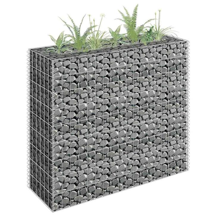 vidaXL Gabion plantenbak verhoogd 90x30x90 cm gegalvaniseerd, Tuin en Terras, Bloembakken en Plantenbakken, 60 tot 100 cm, Nieuw