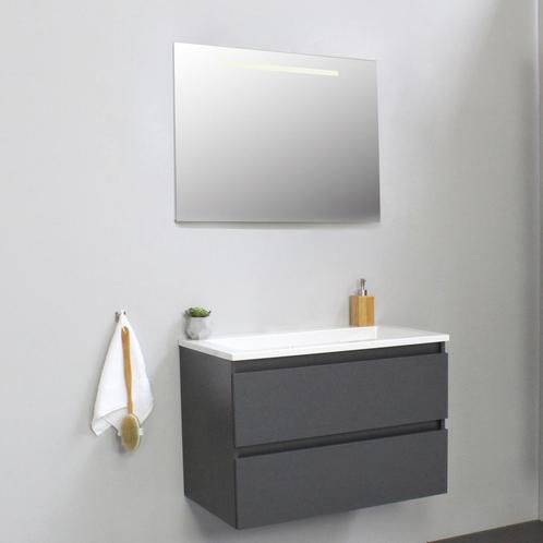 Badkamermeubel BWS Pepper Acryl Wastafel Incl Spiegel Met, Doe-het-zelf en Verbouw, Sanitair, Bad, Nieuw, Ophalen of Verzenden