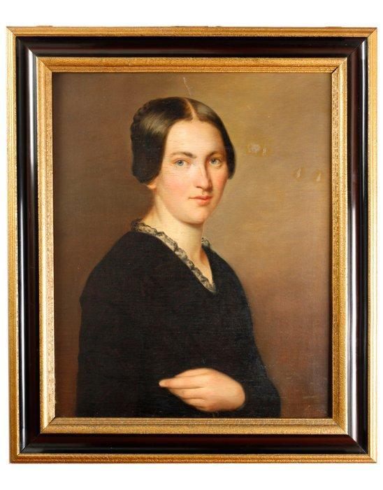 Süddeutsche Schule (XIX) - Porträt einer jungen Dame, Antiek en Kunst, Kunst | Schilderijen | Klassiek