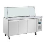 Polar U-serie driedeurs saladette met vierkant kuchscherm, Verzenden, Nieuw in verpakking, Koelen en Vriezen