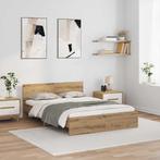 vidaXL Bedframe met hoofdeinde Artisan Eiken 140 x 190 cm, Verzenden, Nieuw, Bruin, Hout