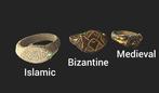 Byzantijns-middeleeuws-islamitisch Bronzen set van 3 Ring