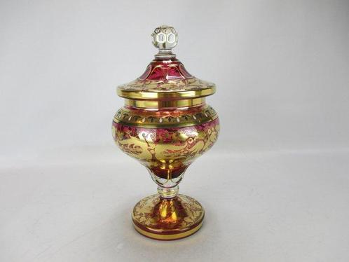 Pot - Goudgeschilderde pot - Glas - Venetiaanse pot, Antiek en Kunst, Antiek | Glas en Kristal