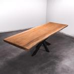 Boomstamtafel, Eettafel 310x105 massief hardhout, metaalpoot, Huis en Inrichting, Tafels | Eettafels, Overige houtsoorten, Robuust Modern