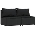 3-delige Loungeset met kussens poly rattan zwart